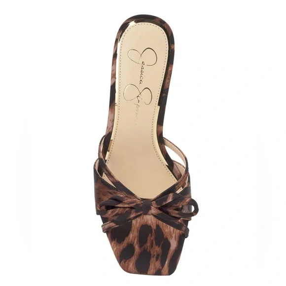 Jessica Simpson Leopard Print Bow Kitten Heel Sandals - NEW - Picture 6 of 12